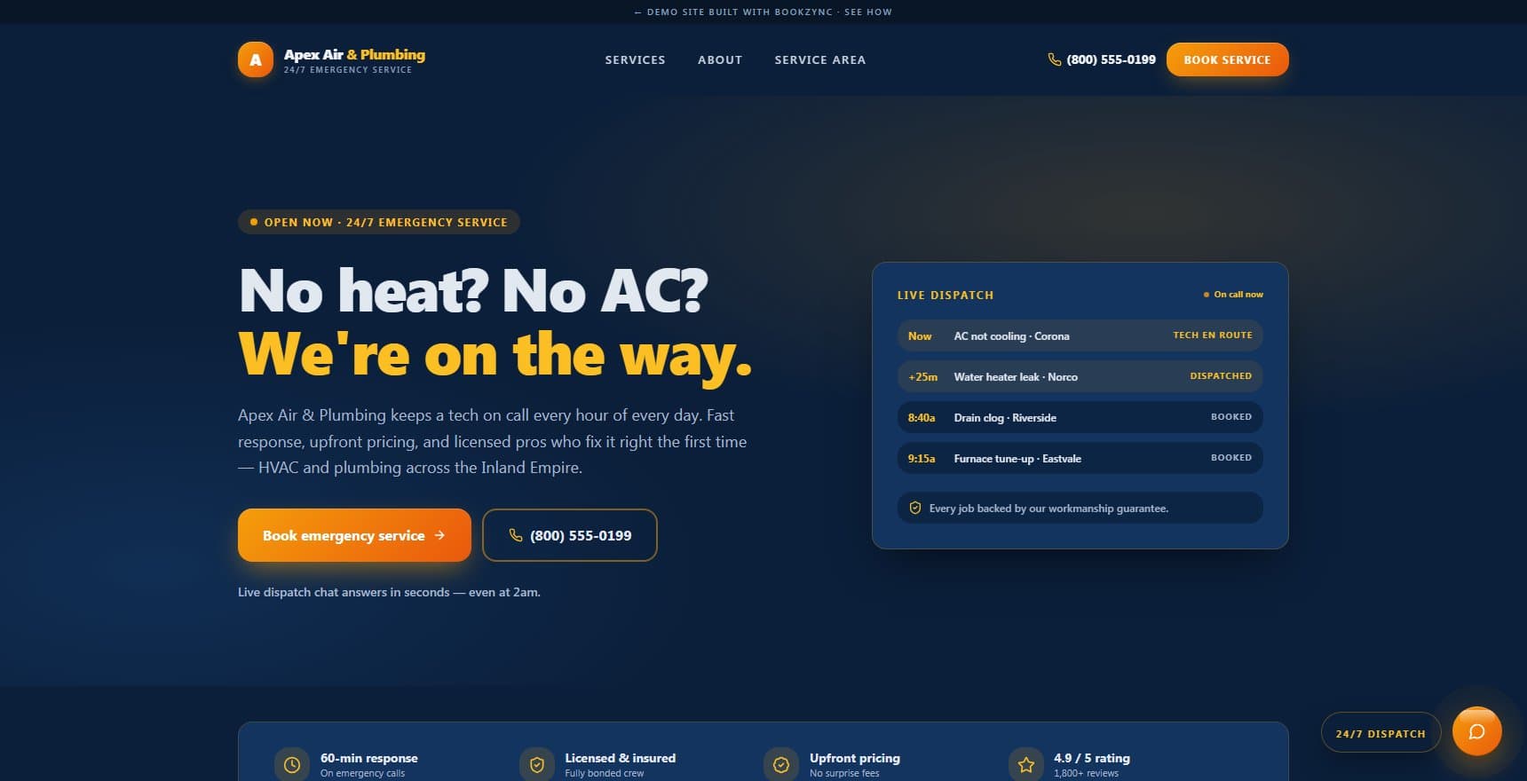 Apex Air & Plumbing demo site preview