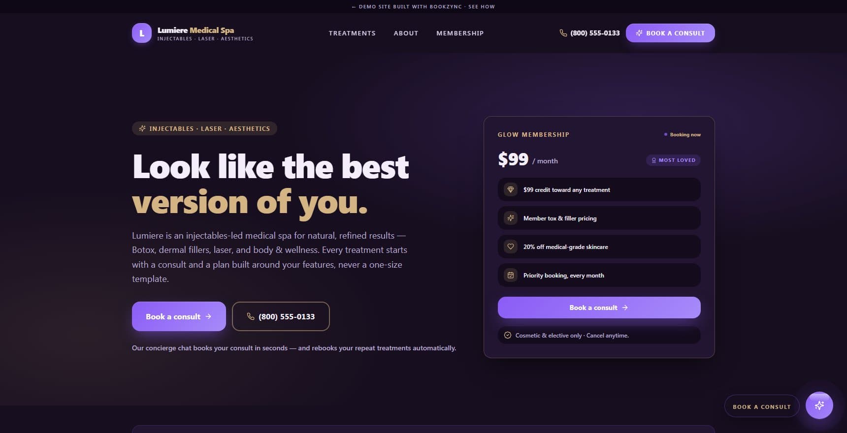 Lumiere Medical Spa demo site preview