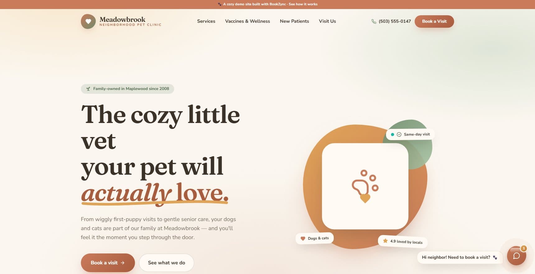 Meadowbrook Pet Clinic demo site preview