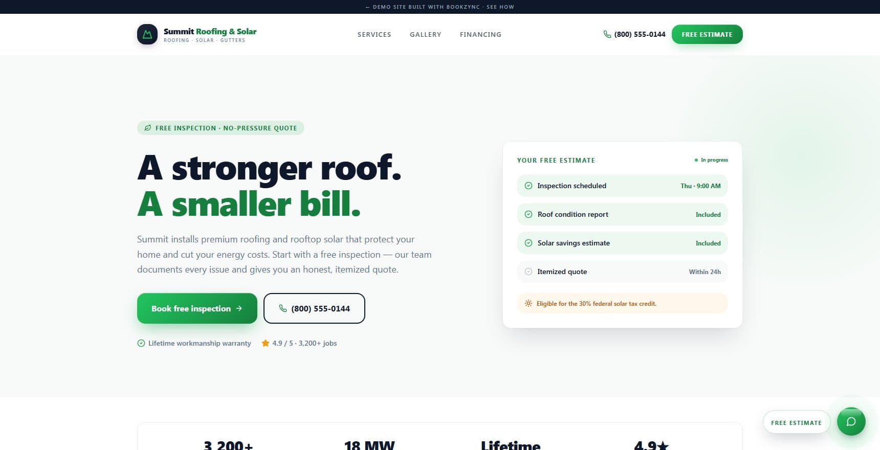 Summit Roofing & Solar demo site preview
